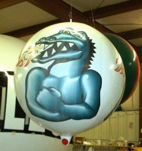 Helium advertising balloon with fire breathing dragon logo - $533.00