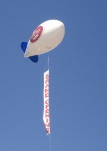 Advertising blimp with vertical banner