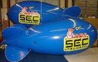 blue color advertising blimps with logo