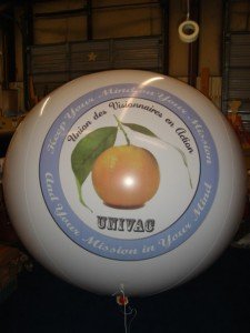 7 ft. in diameter helium balloon with logo