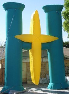 custom advertising inflatables - H and cross shape