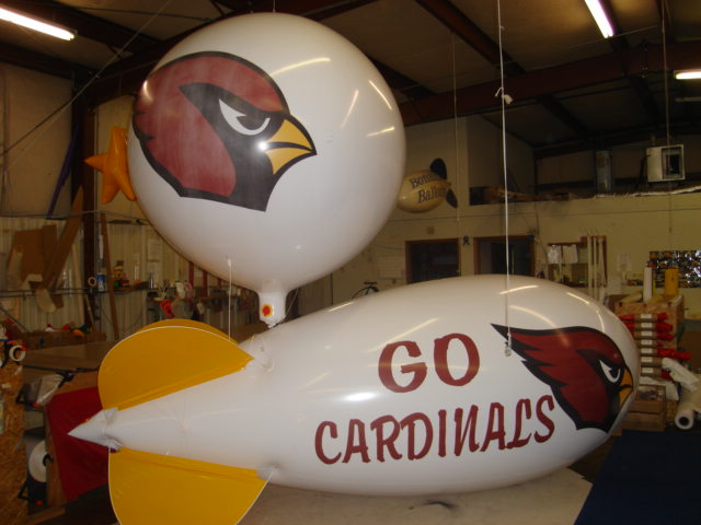 advertising balloon and advertising blimp with Arizona Cardinals football team logo