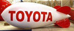 advertising blimp with Toyota logo