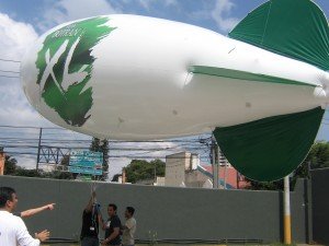 30ft long white color promotional blimp with logo