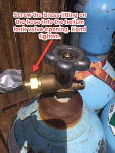 Helium tank valve with brass hose fitting