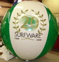 Large helium advertising balloon with Surfware logo