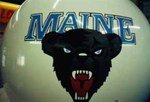 10' helium balloon with complex artwork - U of Maine. 10ft. balloons without artwork are $471.00 with artwork from $827.00. We have the best digital printing system available for helium inflatables. We can duplicate most artwork and logos.