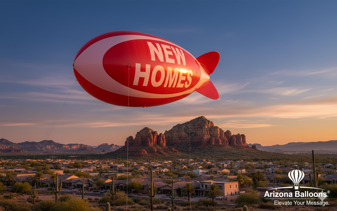  long helium advertising blimp for home builder marketing solutions