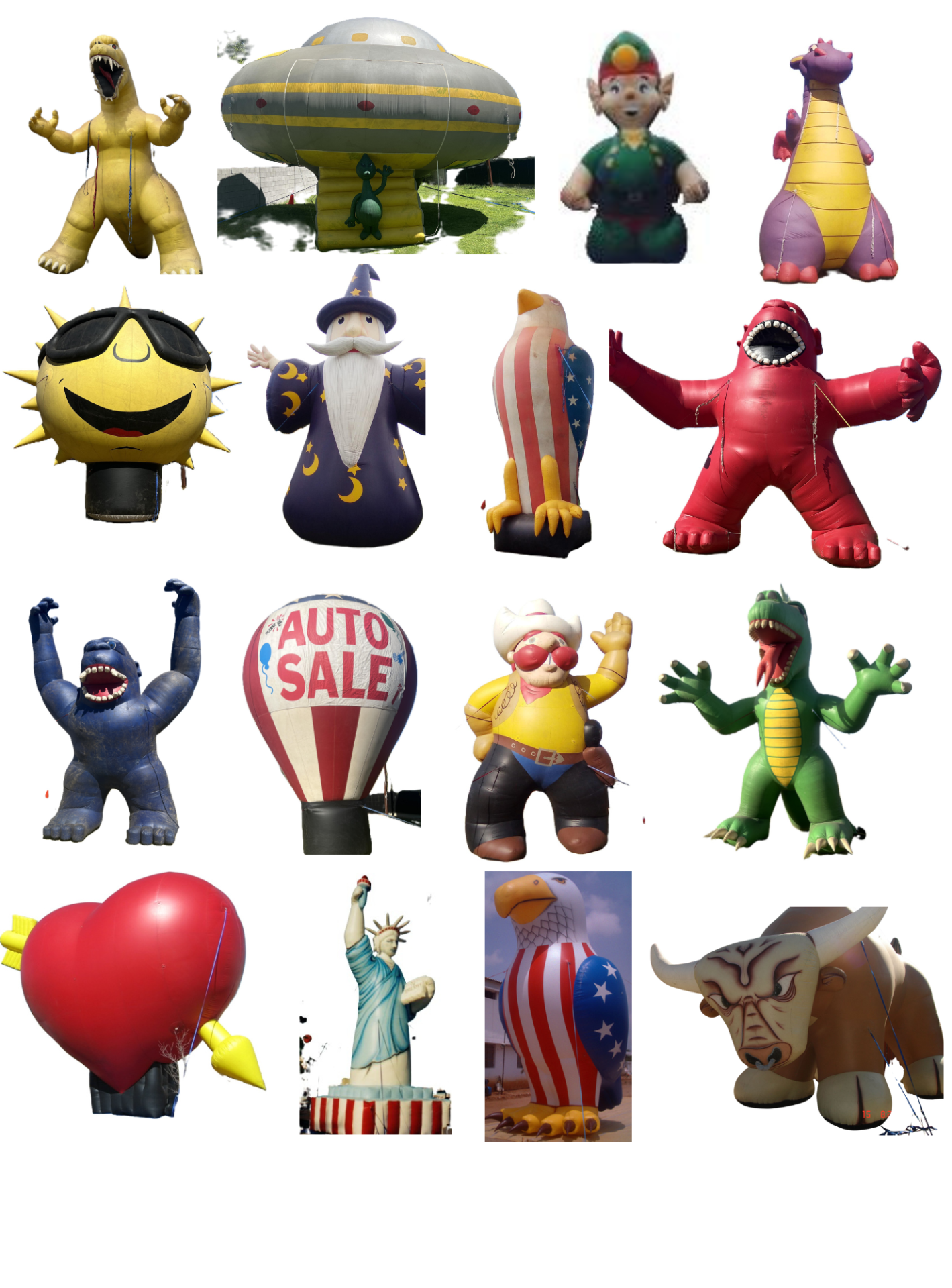 Advertising inflatables lineup â giant inflatable characters for outdoor promotions from Arizona Balloon Company