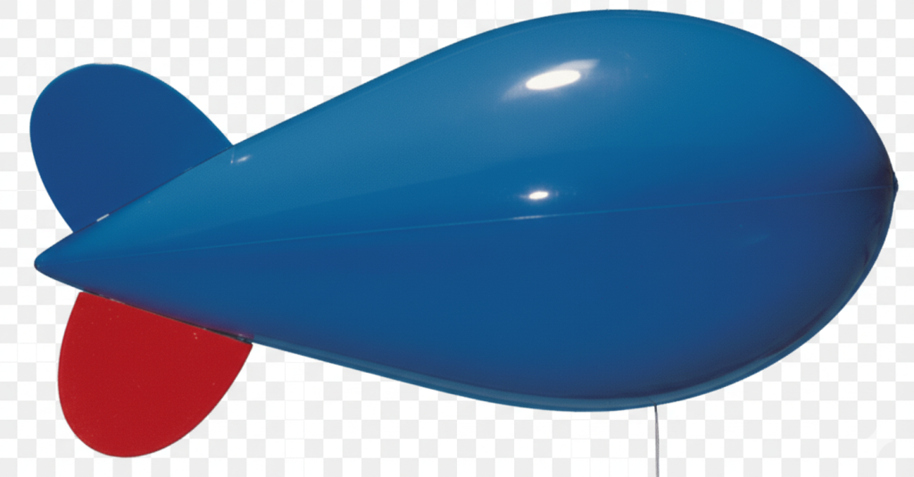 10' polyurethane blimp uses less than 1/3 the helium of a PVC balloon.