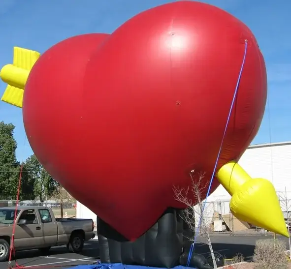 Large red heart-shaped cold-air advertising inflatable